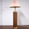 Teak & Brass Cylindrical Desk Lamp with Pleated Pink Shade, 1960s 5