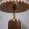 Teak & Brass Cylindrical Desk Lamp with Pleated Pink Shade, 1960s 4