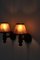 Wall Lamps in Stained Pine & Faux Leather Shades, Denmark, 1950s, Set of 2 10