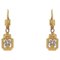 French Diamond 2-Golds Geometrical Dangle Earrings, 1940s, Set of 2 1