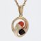 French Diamonds Coral Ebony 18 Karat Yellow Gold Pendant, 1980s, Image 5