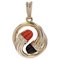 French Diamonds Coral Ebony 18 Karat Yellow Gold Pendant, 1980s, Image 1