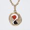 French Diamonds Coral Ebony 18 Karat Yellow Gold Pendant, 1980s 9