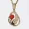 French Diamonds Coral Ebony 18 Karat Yellow Gold Pendant, 1980s 4