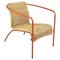 Modern Italian Semi-Oval Outdoor Armchair in Rattan & Orange Tubular Metal, 1980s 1