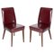 Bordeaux Leather Dining Chairs attributed to Anonima Castelli, Italy, 1950s, Set of 2 1