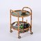 Mid-Century Serving Cart in Bamboo, Rattan and Green Formica, Italy, 1970s 16