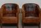 Late 19th Century Swedish Tan Nailed Leather Lounge Chairs, 1890s, Set of 2 3