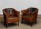 Late 19th Century Swedish Tan Nailed Leather Lounge Chairs, 1890s, Set of 2 1