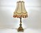 Bronze and Marble Table Lamp with Beige Shade and Fringe, France, 1960s 1