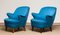 Petrol Fabric Club Lounge Chairs, 1950s, Set of 2 8