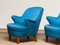 Petrol Fabric Club Lounge Chairs, 1950s, Set of 2 3