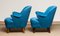 Petrol Fabric Club Lounge Chairs, 1950s, Set of 2, Image 5