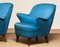 Petrol Fabric Club Lounge Chairs, 1950s, Set of 2 1