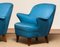 Petrol Fabric Club Lounge Chairs, 1950s, Set of 2, Image 1