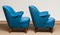 Petrol Fabric Club Lounge Chairs, 1950s, Set of 2 6