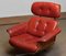 Red Reclinable Swivel Chair with Walnut Shells by Martin Stoll for Giroflex, 1960s 3