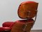 Red Reclinable Swivel Chair with Walnut Shells by Martin Stoll for Giroflex, 1960s 5