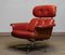 Sedia girevole reclinabile rossa con scocca in noce di Martin Stoll per Giroflex, anni '60, Immagine 1