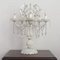 Weiße Murano Glas Tischlampe mit Anhängern, Kristall Achteckige Ketten, 5 Leuchten, Handgefertigt Made in Italy, 2000er 4