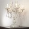 Weiße Murano Glas Tischlampe mit Anhängern, Kristall Achteckige Ketten, 5 Leuchten, Handgefertigt Made in Italy, 2000er 5