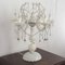 Lámpara de mesa de cristal de Murano blanco con colgantes, cadenas de octágonos de cristal, 5 luces, hecho a mano en Italia, década de 2000, Imagen 3