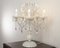 Weiße Murano Glas Tischlampe mit Anhängern, Kristall Achteckige Ketten, 5 Leuchten, Handgefertigt Made in Italy, 2000er 2