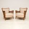 Antique Swedish Satin Birch Armchairs, 1900, Set of 2 1