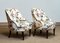 Dänische Slipper Stühle aus Leinen mit Blumendruck im Stil von J. Frank, 1940er, 2er Set 1