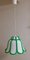 Vintage Ceiling Lamp in Flower Shape in White Plastic with Placed Green Blessing Lines, 1970s 1