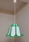 Vintage Ceiling Lamp in Flower Shape in White Plastic with Placed Green Blessing Lines, 1970s 2