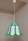 Vintage Ceiling Lamp in Flower Shape in White Plastic with Placed Green Blessing Lines, 1970s, Image 2