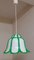 Vintage Ceiling Lamp in Flower Shape in White Plastic with Placed Green Blessing Lines, 1970s 3