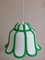 Vintage Ceiling Lamp in Flower Shape in White Plastic with Placed Green Blessing Lines, 1970s 5