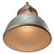 Vintage Industrial Grey Metal and Frosted Glass Pendant Lamp from Holophane, Paris 2
