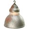 Vintage Industrial Grey Metal and Frosted Glass Pendant Lamp from Holophane, Paris 3