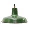 Vintage French Industrial Green Enamel Pendant Light 1