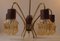 Lámpara de araña Spider danesa Mid-Century de palisandro, latón y vidrio, años 50, Imagen 4