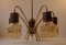 Lámpara de araña Spider danesa Mid-Century de palisandro, latón y vidrio, años 50, Imagen 5