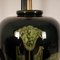 Lámpara de jarrón francesa vintage de cerámica en oro y verde de porcelana, años 70. Juego de 3, Imagen 3