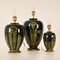 Vintage French Gold & Green Ceramic Marble Vase Lamp in Porcelain, 1970s, Set of 3 2