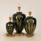 Vintage French Gold & Green Ceramic Marble Vase Lamp in Porcelain, 1970s, Set of 3 13