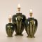 Vintage French Gold & Green Ceramic Marble Vase Lamp in Porcelain, 1970s, Set of 3 4