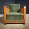 Vintage Art Deco Armchair in Green Ribcord Fabric 1