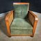 Vintage Art Deco Armchair in Green Ribcord Fabric 2
