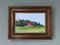 Mini paesaggio di cottage rosso, anni '50, olio su tela, con cornice, Immagine 1