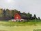 Red Cottage Mini Landscape, 1950s, Huile sur Toile, Encadrée 6