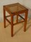 Vintage Wooden and Rattan Stool, 1940s, Image 1