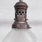 Glass and Brass Holophane Pendant Light, 1930s 10