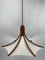 Lampada a sospensione Umbrella in teak e lino di Domus, anni '70, Immagine 1